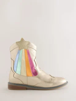Little Bird by Jools Oliver Gold Metallic Western Ankle Boots