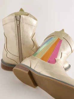 Little Bird by Jools Oliver Gold Metallic Western Ankle Boots