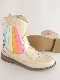 Little Bird by Jools Oliver Gold Metallic Western Ankle Boots