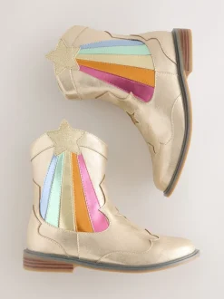 Little Bird by Jools Oliver Gold Metallic Western Ankle Boots