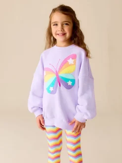 Little Bird by Jools Oliver Lilac Purple Butterfly 2 Piece Jumper and Leggings Set