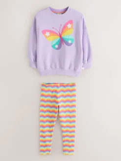 Little Bird by Jools Oliver Lilac Purple Butterfly 2 Piece Jumper and Leggings Set