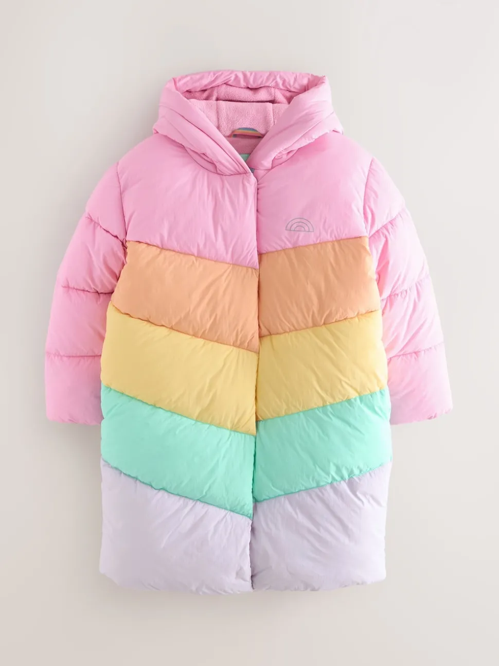Little Bird by Jools Oliver Multi Shower Resistant Pastel Rainbow Longline Padded Coat