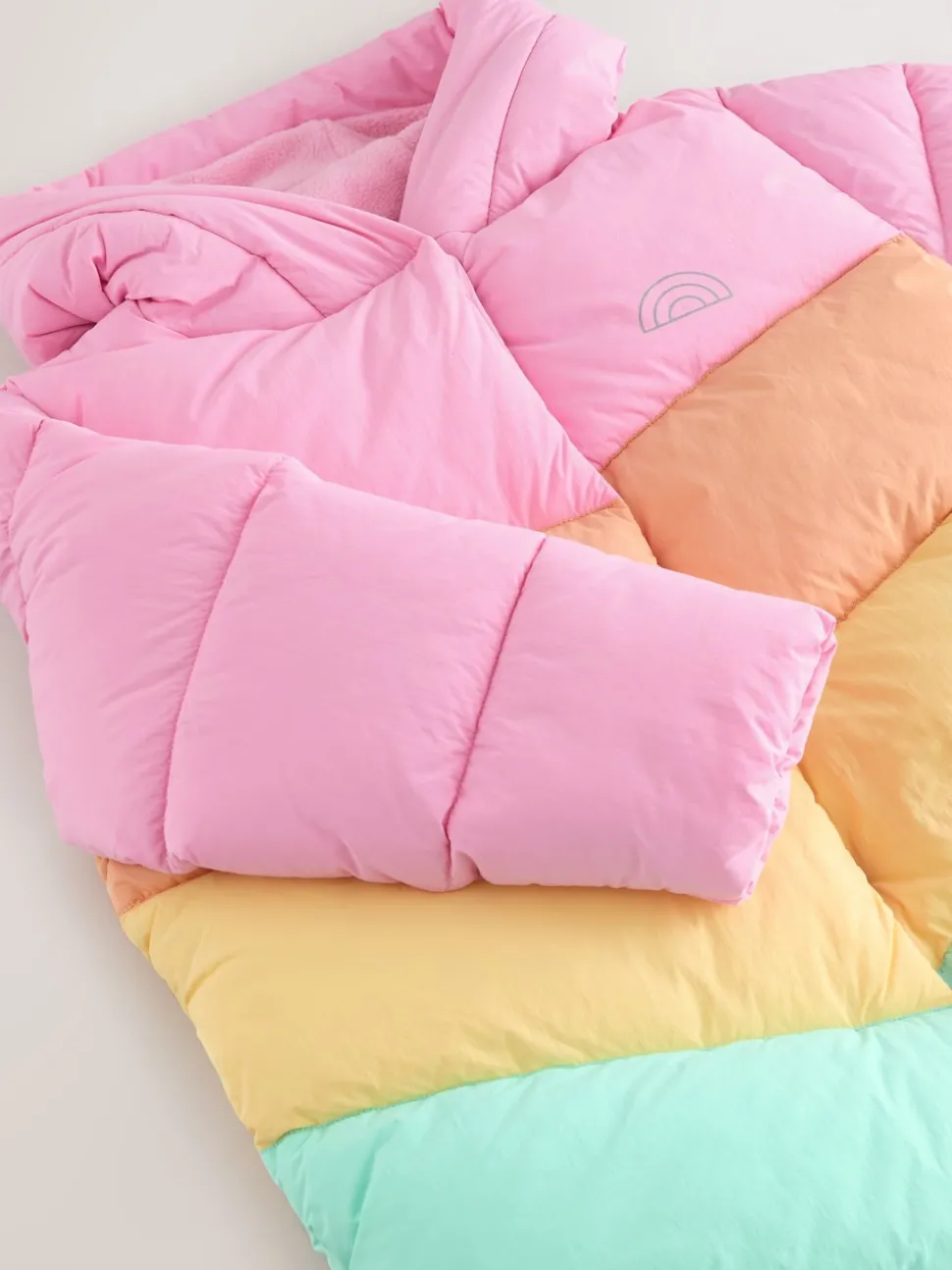 Little Bird by Jools Oliver Multi Shower Resistant Pastel Rainbow Longline Padded Coat