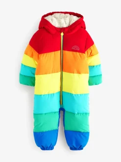 Little Bird by Jools Oliver Multi Rainbow Striped Shower Resistant Snowsuit