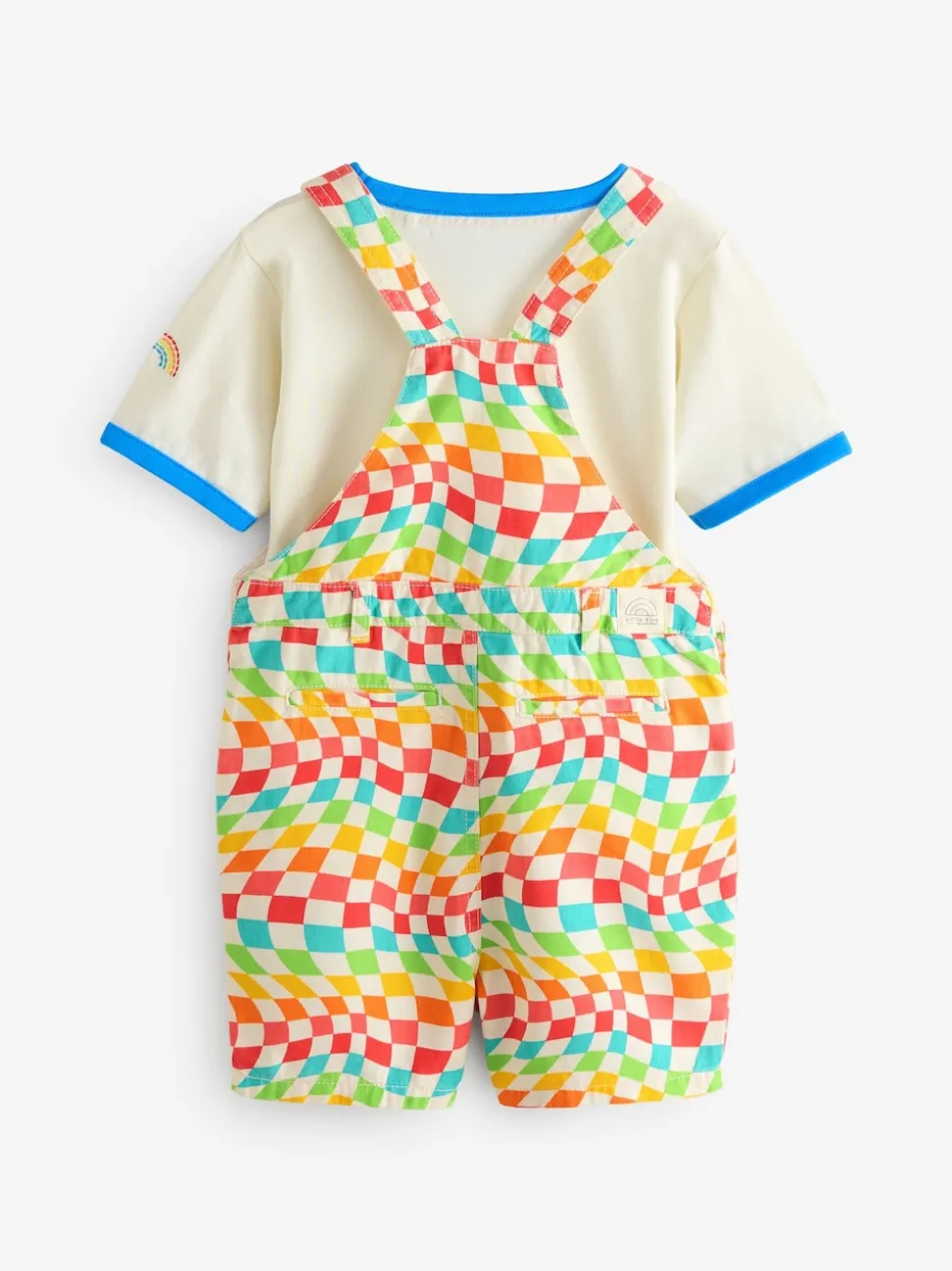 Little Bird by Jools Oliver Multi Rainbow Checkerboard Twill Dungarees