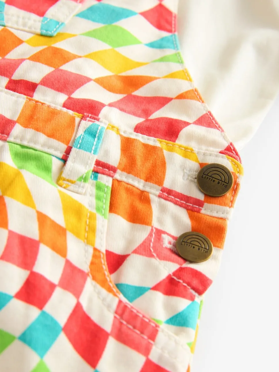 Little Bird by Jools Oliver Multi Rainbow Checkerboard Twill Dungarees