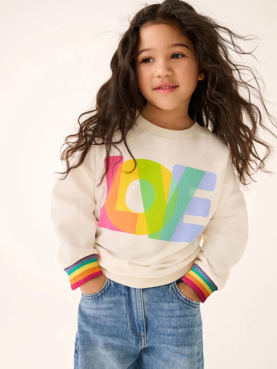 Little Bird by Jools Oliver Multi Rainbow Love Sweatshirt