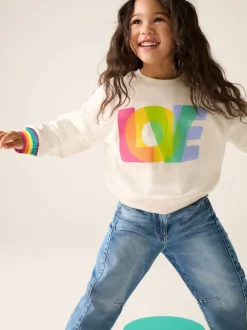 Little Bird by Jools Oliver Multi Rainbow Love Sweatshirt