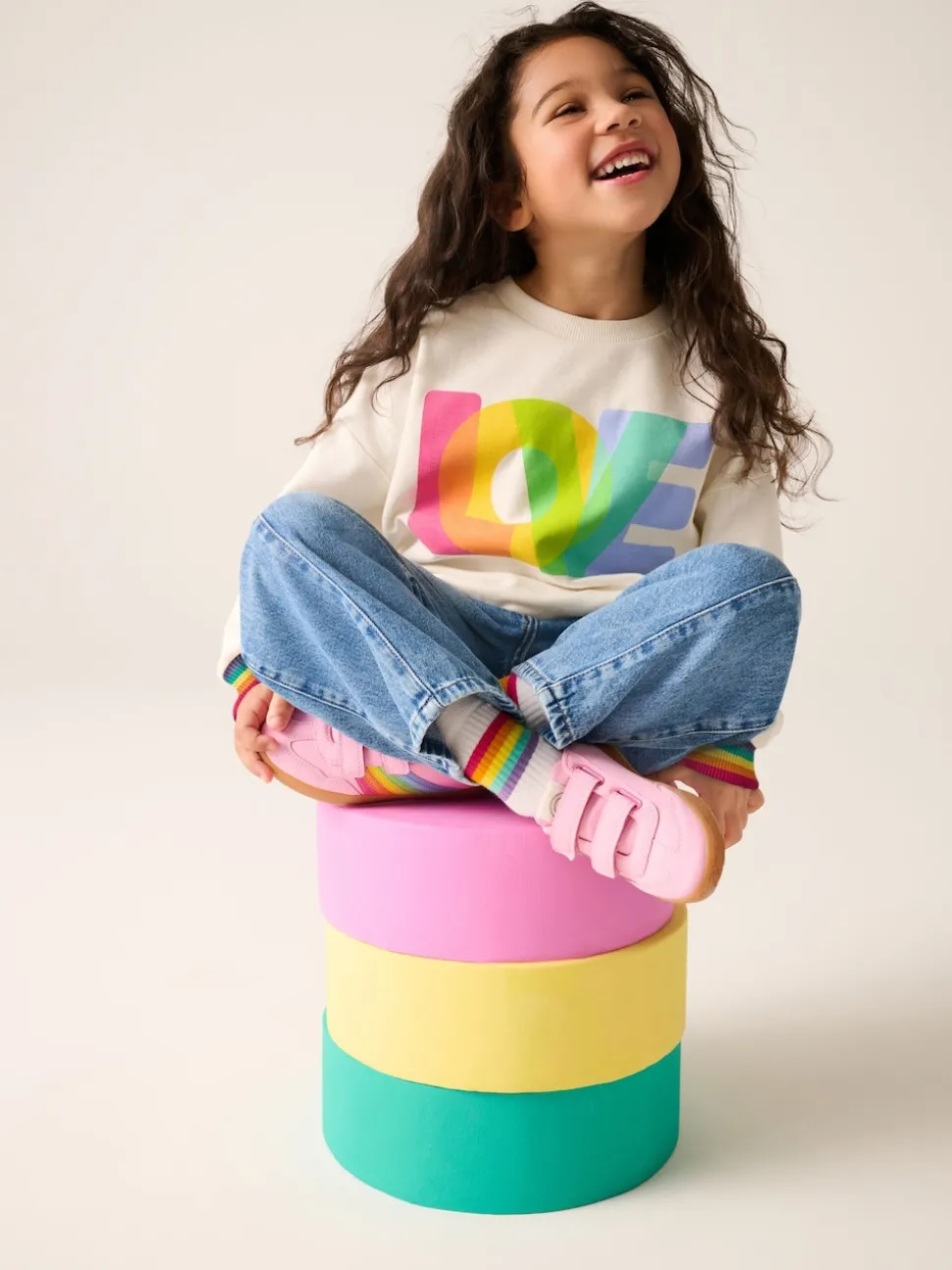 Little Bird by Jools Oliver Multi Rainbow Love Sweatshirt