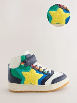 Little Bird by Jools Oliver Multi Rainbow Boucle Star Hi-Top Trainers
