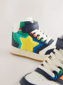 Little Bird by Jools Oliver Multi Rainbow Boucle Star Hi-Top Trainers