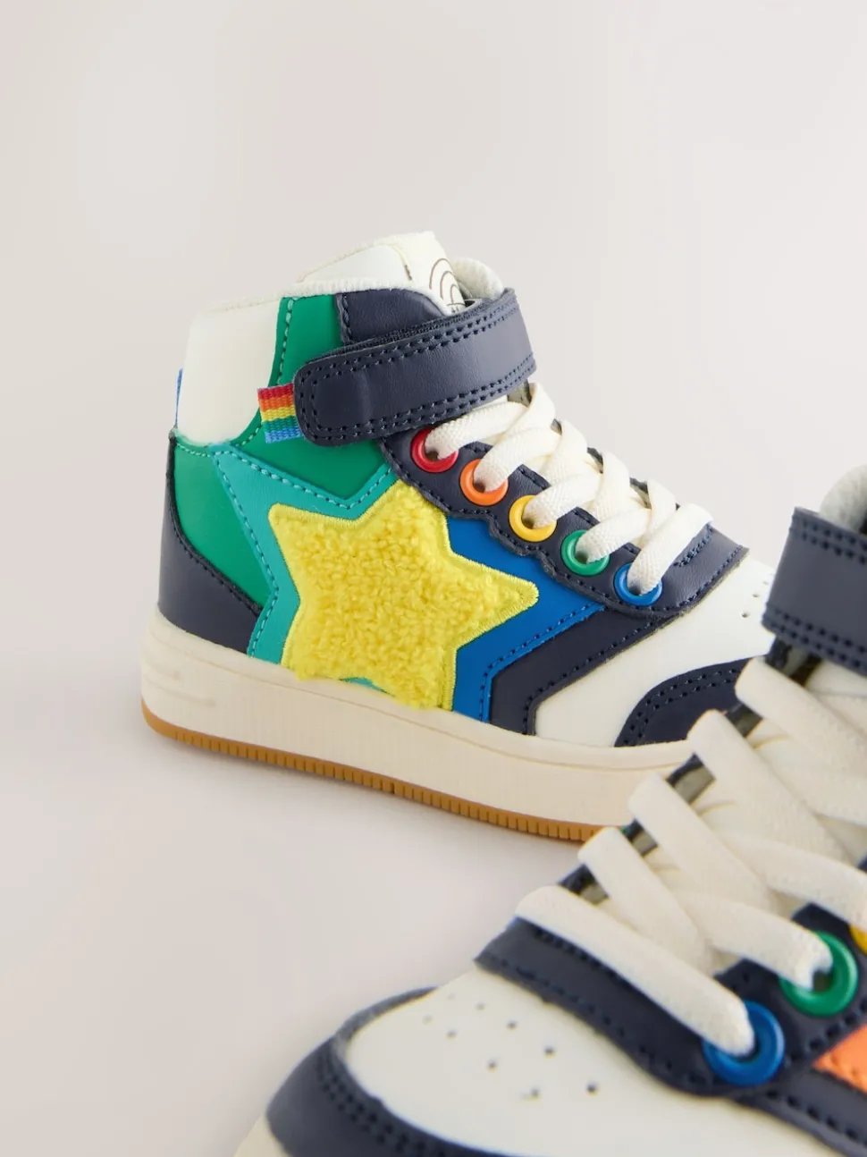 Little Bird by Jools Oliver Multi Rainbow Boucle Star Hi-Top Trainers