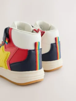 Little Bird by Jools Oliver Multi Rainbow Boucle Star Hi-Top Trainers