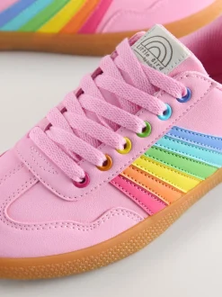 Little Bird by Jools Oliver Multi Older Gum Sole Trainers with Rainbow Stripe