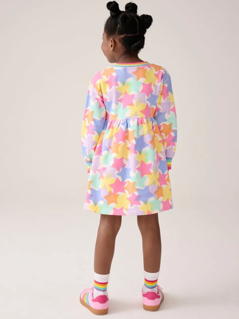Little Bird by Jools Oliver Pastel Rainbow Star Skater Sweat Dress