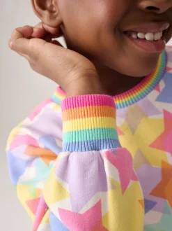 Little Bird by Jools Oliver Pastel Rainbow Star Skater Sweat Dress