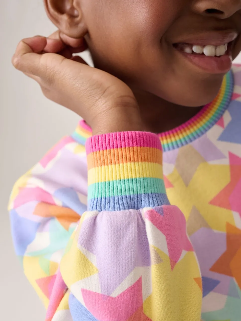 Little Bird by Jools Oliver Pastel Rainbow Star Skater Sweat Dress
