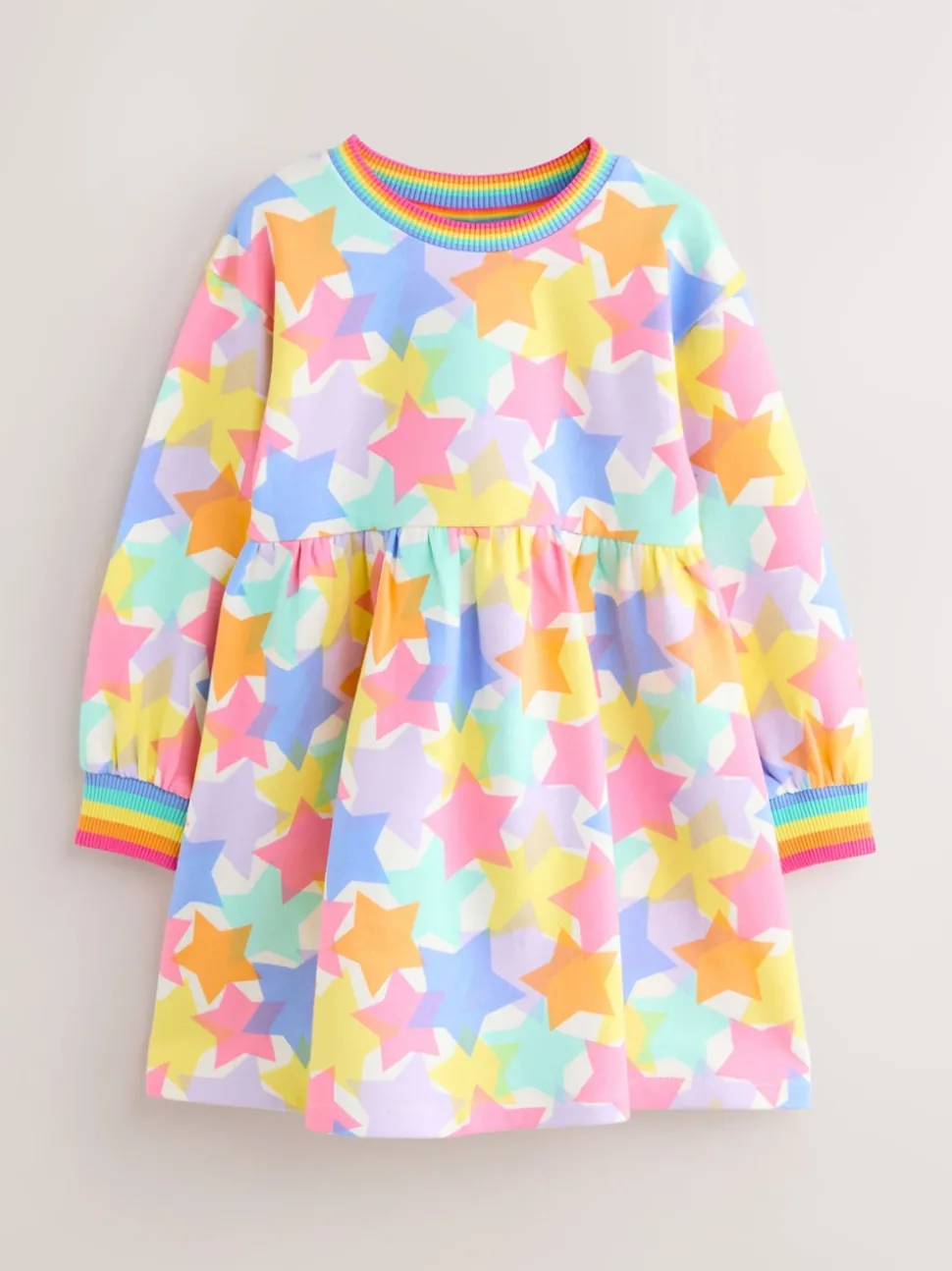 Little Bird by Jools Oliver Pastel Rainbow Star Skater Sweat Dress