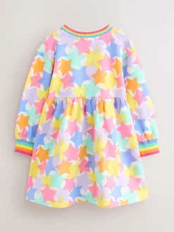 Little Bird by Jools Oliver Pastel Rainbow Star Skater Sweat Dress