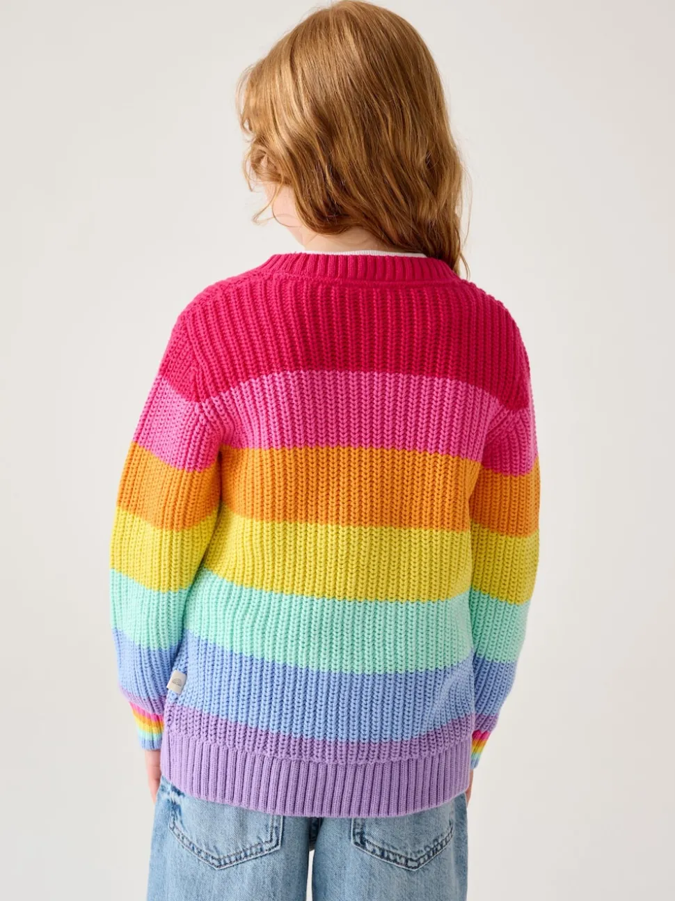 Little Bird by Jools Oliver Pastel Rainbow Stripe Knitted Colourblock Jumper