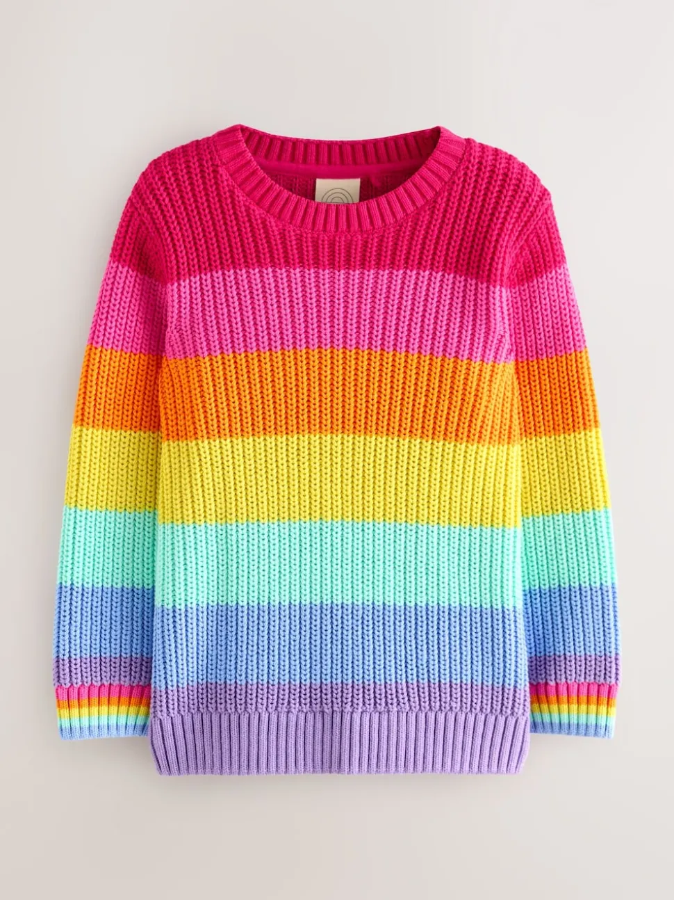 Little Bird by Jools Oliver Pastel Rainbow Stripe Knitted Colourblock Jumper