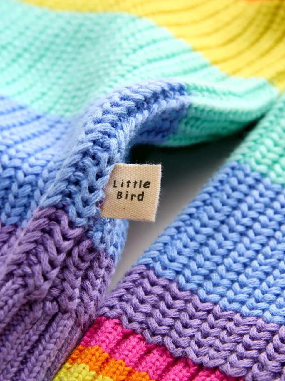 Little Bird by Jools Oliver Pastel Rainbow Stripe Knitted Colourblock Jumper