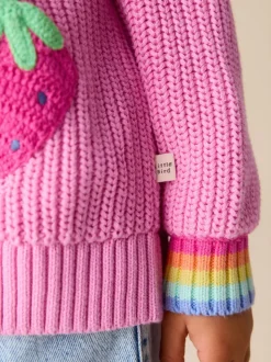 Little Bird by Jools Oliver Pink Knitted V-Neck Strawberry Cardigan