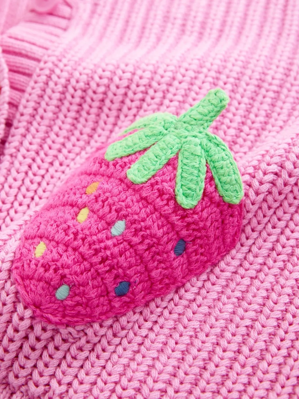 Little Bird by Jools Oliver Pink Knitted V-Neck Strawberry Cardigan
