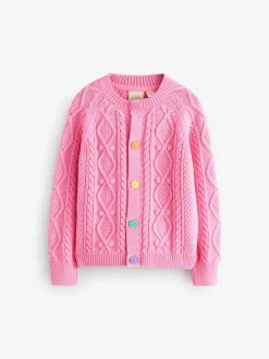 Little Bird by Jools Oliver Pink Knitted Cable Cotton Cardigan