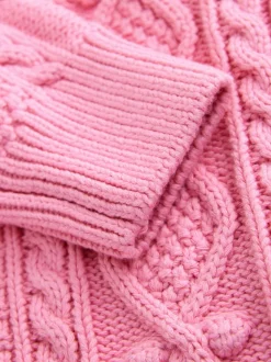 Little Bird by Jools Oliver Pink Knitted Cable Cotton Cardigan
