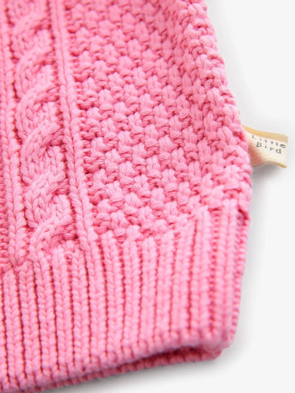 Little Bird by Jools Oliver Pink Knitted Cable Cotton Cardigan