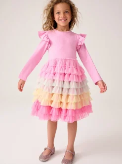 Little Bird by Jools Oliver Pink Rainbow Tulle Party Tutu Dress