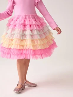 Little Bird by Jools Oliver Pink Rainbow Tulle Party Tutu Dress