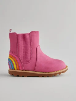 Little Bird by Jools Oliver Pink Rainbow Chelsea Boots
