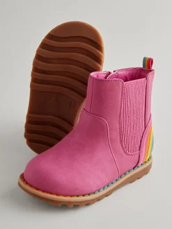 Little Bird by Jools Oliver Pink Rainbow Chelsea Boots