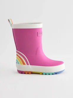 Little Bird by Jools Oliver Pink Rainbow Welly Boots