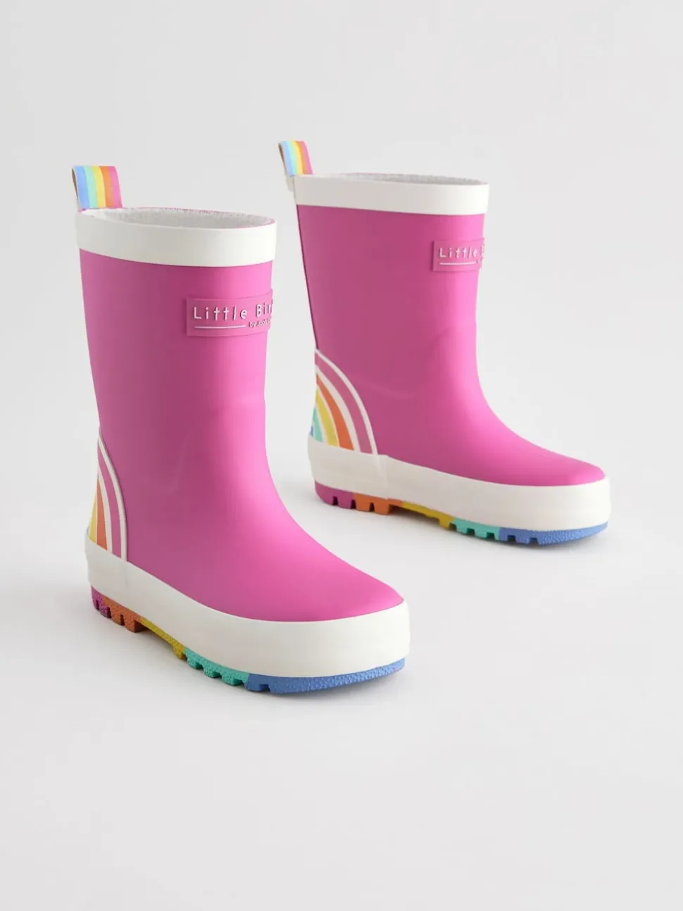 Little Bird by Jools Oliver Pink Rainbow Welly Boots