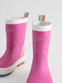 Little Bird by Jools Oliver Pink Rainbow Welly Boots