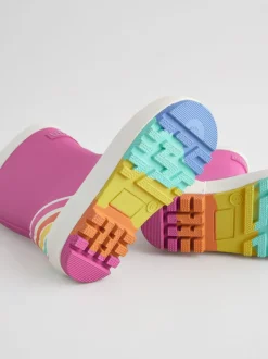 Little Bird by Jools Oliver Pink Rainbow Welly Boots