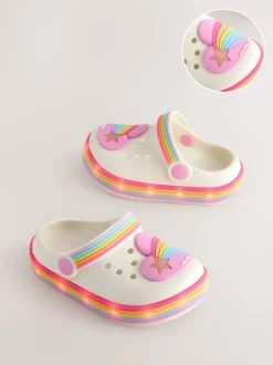 Little Bird by Jools Oliver Pink Pastel Rainbow Light-Up Clog Sandals