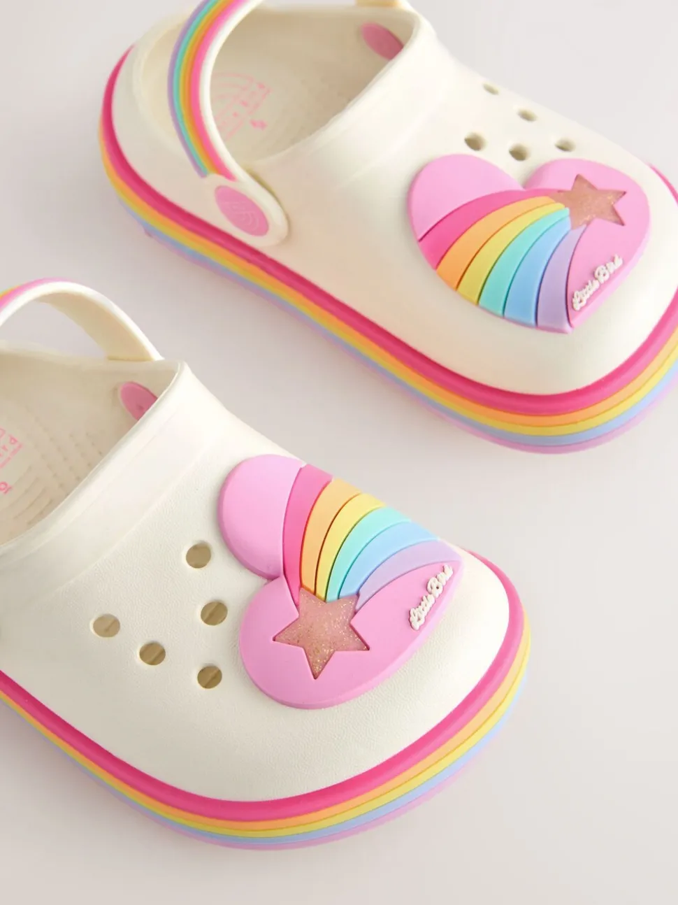 Little Bird by Jools Oliver Pink Pastel Rainbow Light-Up Clog Sandals