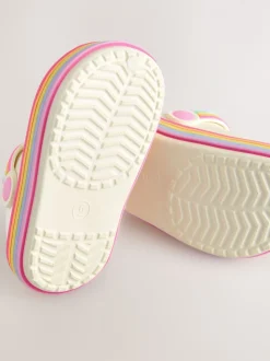 Little Bird by Jools Oliver Pink Pastel Rainbow Light-Up Clog Sandals