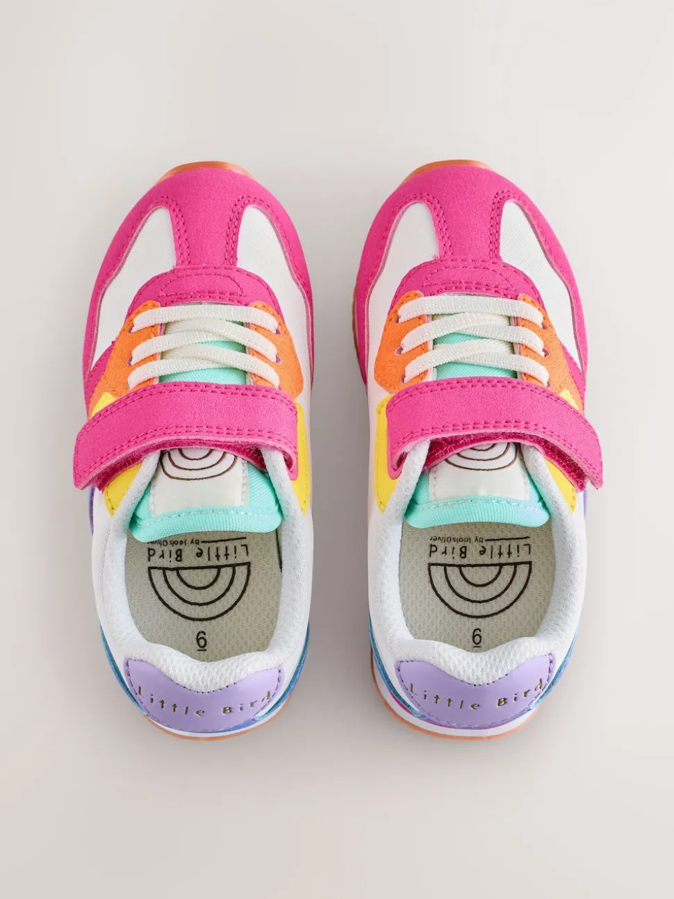Little Bird by Jools Oliver Pink Younger Pastel Rainbow Retro Runner Trainers