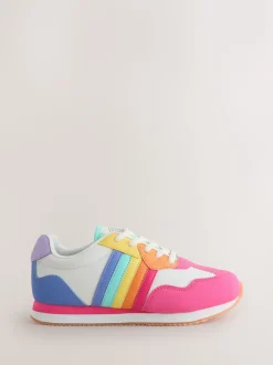 Little Bird by Jools Oliver Pink Older Pastel Rainbow Retro Runner Trainers