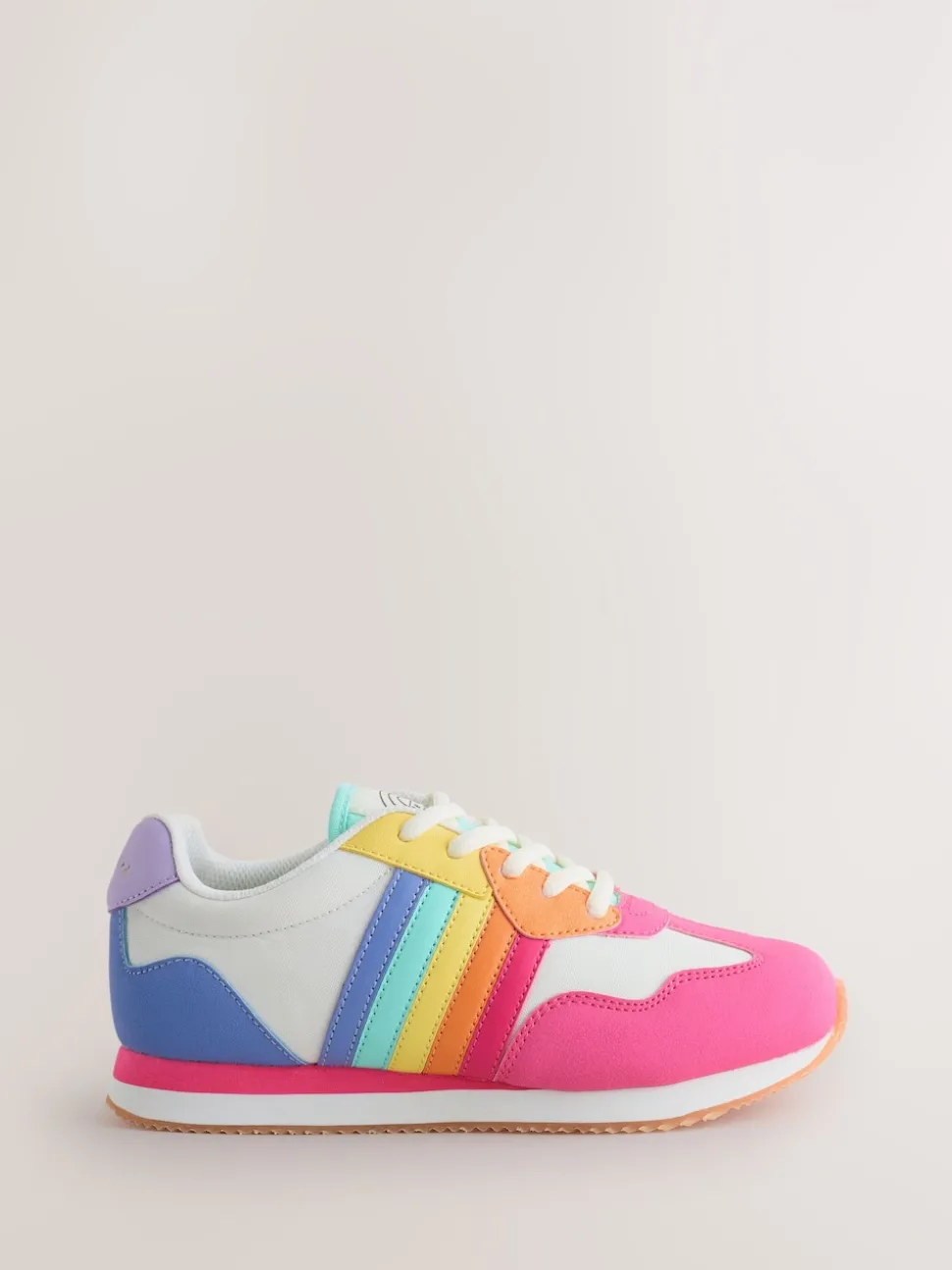 Little Bird by Jools Oliver Pink Older Pastel Rainbow Retro Runner Trainers