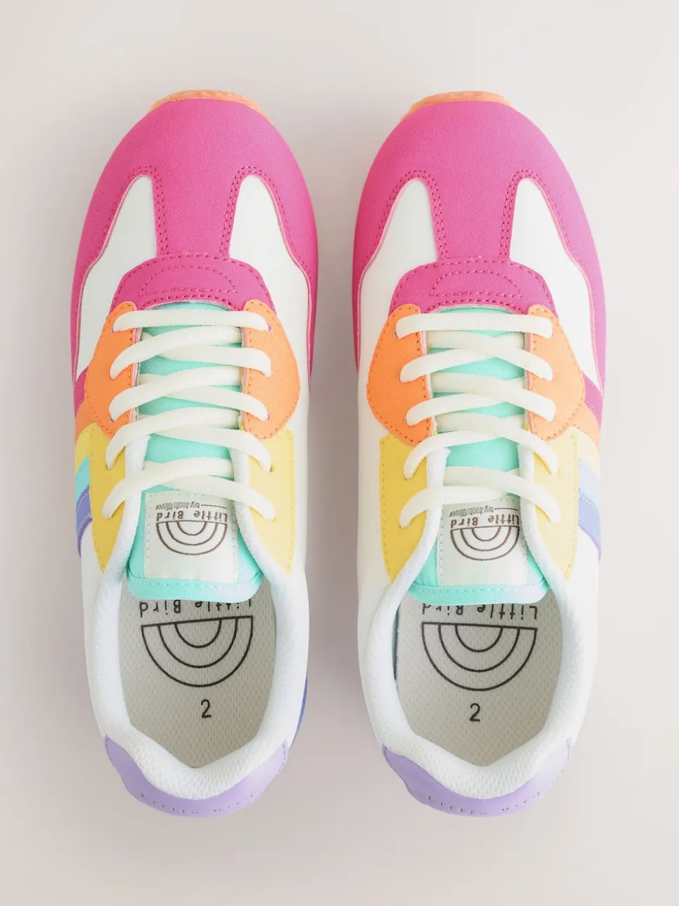 Little Bird by Jools Oliver Pink Older Pastel Rainbow Retro Runner Trainers