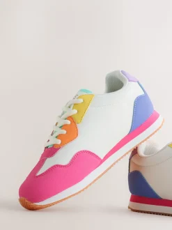 Little Bird by Jools Oliver Pink Older Pastel Rainbow Retro Runner Trainers