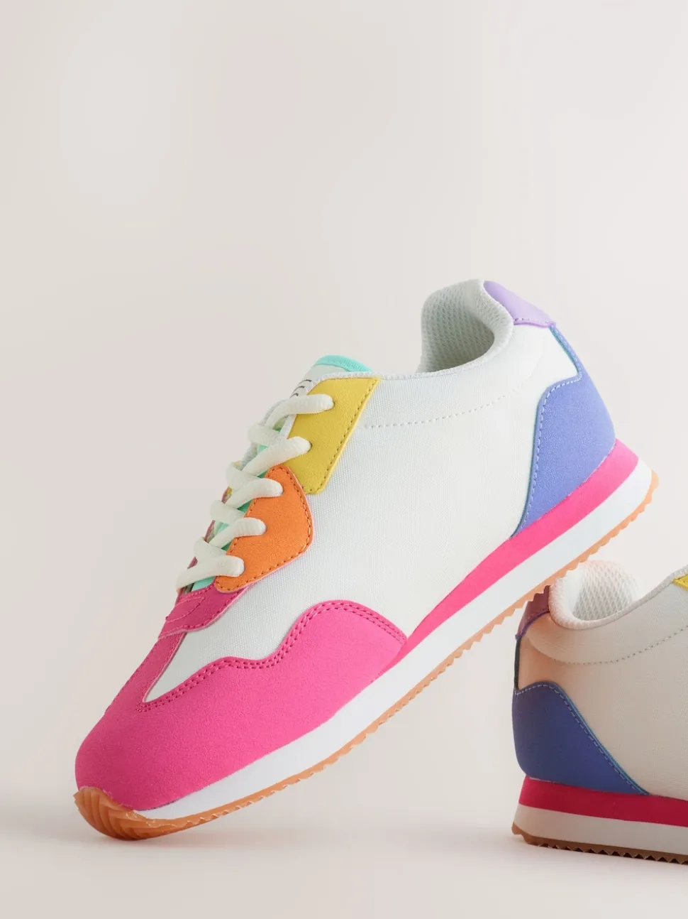 Little Bird by Jools Oliver Pink Older Pastel Rainbow Retro Runner Trainers