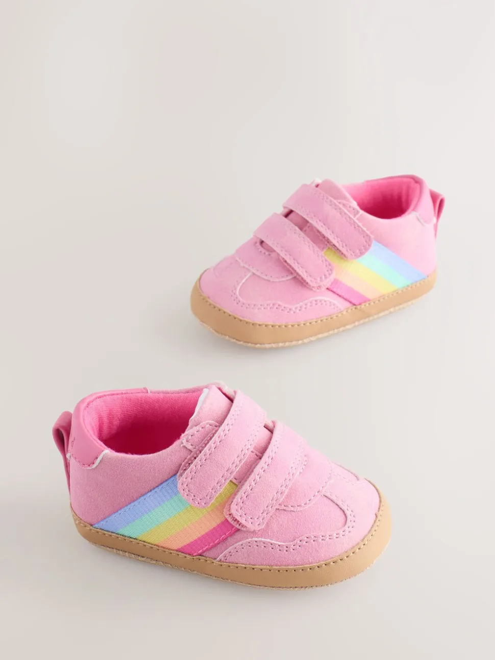 Little Bird by Jools Oliver Pink Baby Rainbow Tape Gum Sole Trainers Padders